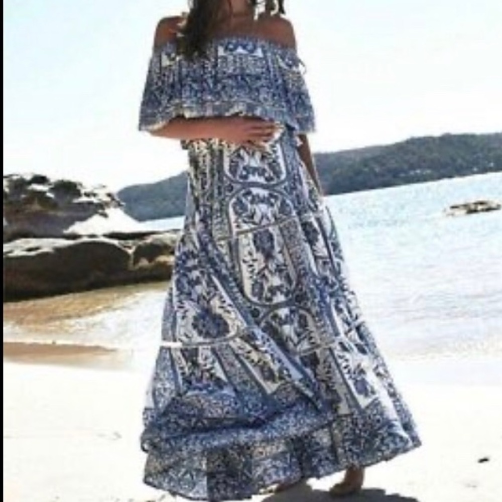 Jaase Midsummer Skirt & Top Set Denim Blue white